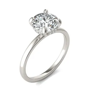 Round Custom Hidden Halo Classic Engagement Ring image, 